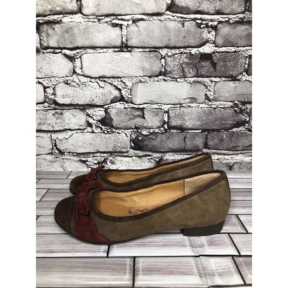 Sofft Brown Suede Leather Red Bow Low Heel Dress Pump Shoes Women Sz 7M US/38EU - Picture 6 of 10